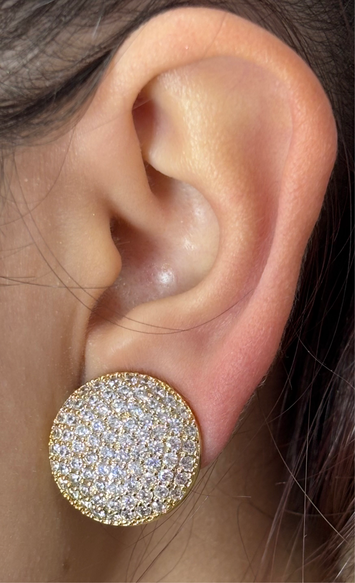 Orecchini Bottone Strass