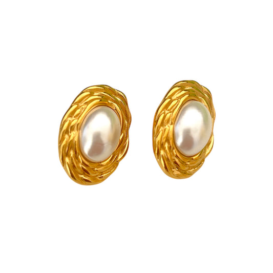 Orecchini vintage perla ovali
