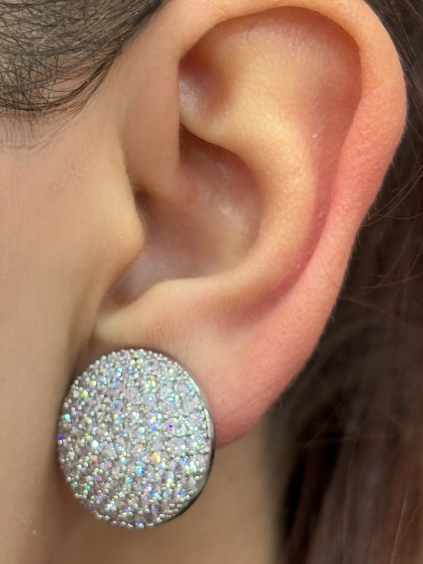 Orecchini Bottone Strass