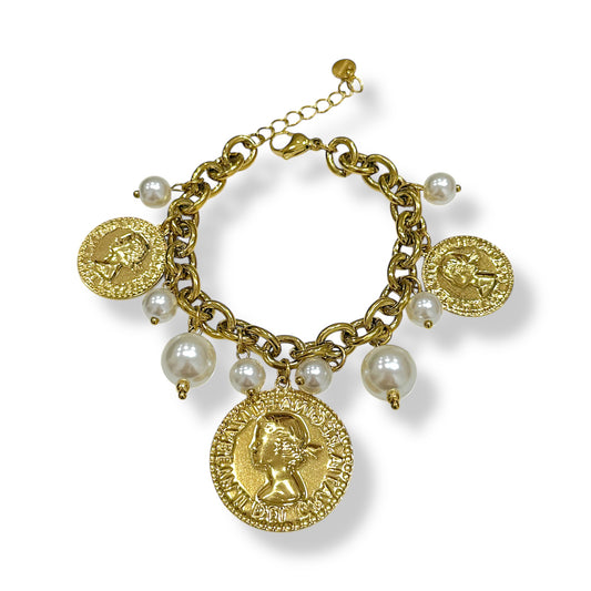 Bracciale Monete d’oro con perle