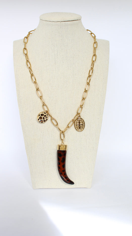 Collana “corno leopardato”
